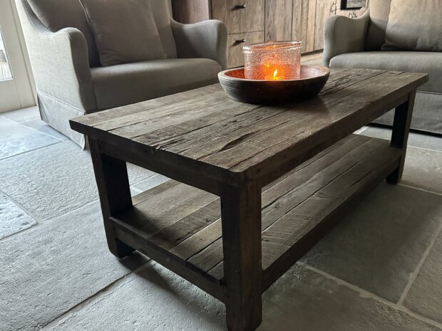Salontafel Driftwood met onderblad  120x60cm C (afhalen)