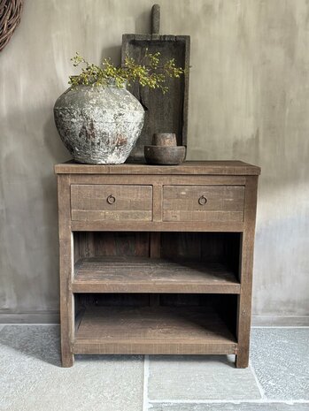 Sidetable Driftwood 2 lades | Sidetable oud hout met 2 lades 80cm Kota A (afhalen)