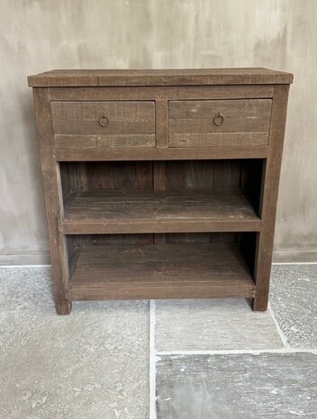 Sidetable Driftwood 2 lades | Sidetable oud hout met 2 lades 80cm Kota A (afhalen)
