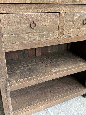 Sidetable Driftwood 2 lades | Sidetable oud hout met 2 lades 80cm Kota A (afhalen)