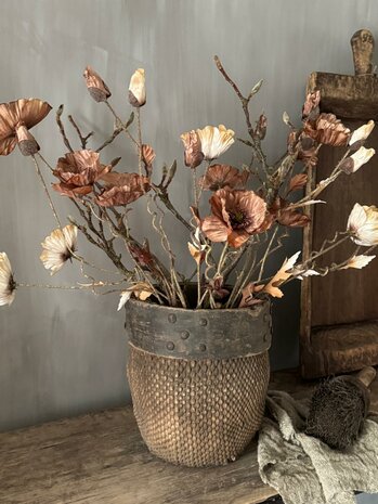 Authentieke Chinese mand met houten rand D