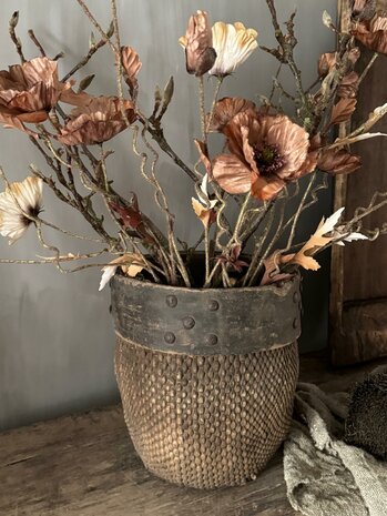 Authentieke Chinese mand met houten rand D