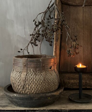 Authentieke Chinese mand met houten rand E