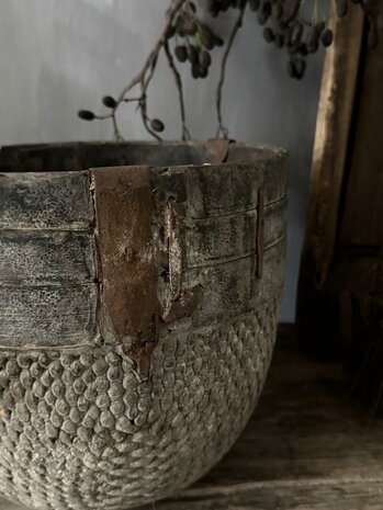 Authentieke Chinese mand met houten rand F