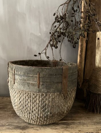 Authentieke Chinese mand met houten rand F