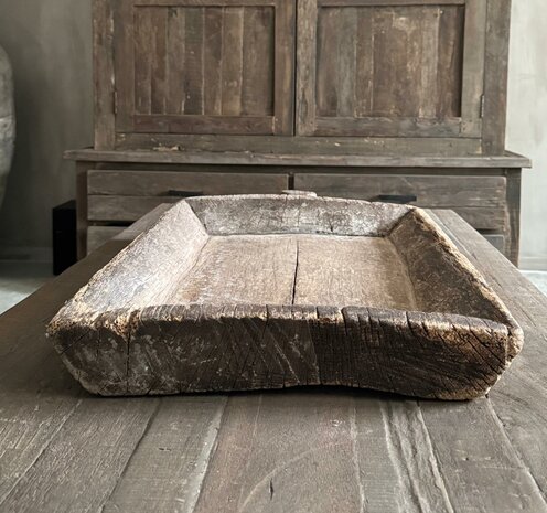 Houten schaal met handvat| houten bak met handvat 1