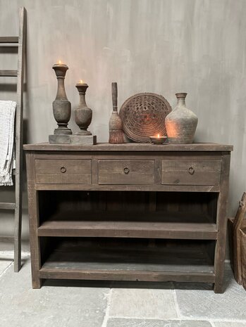 Sidetable Driftwood 3 lades Kota 120cm (afhalen)