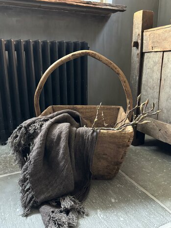 Oude rijstbak | oude bak met handvat  laag model (afhalen)