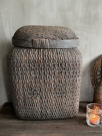 Chinese rieten mand met deksel XL B