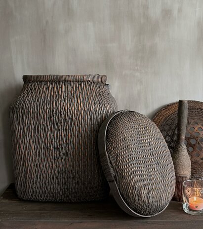 Chinese rieten mand met deksel XL B