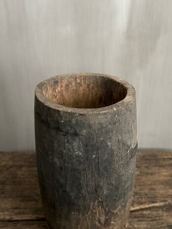 Houten pot Antiek Luksa