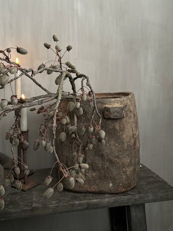 Authentieke houten pot (hoogte 31cm)