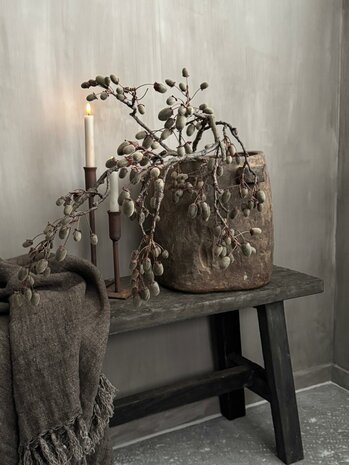 Authentieke houten pot (hoogte 31cm)