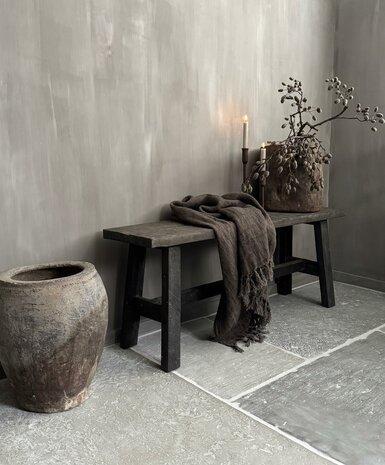 Authentieke houten pot (hoogte 31cm)
