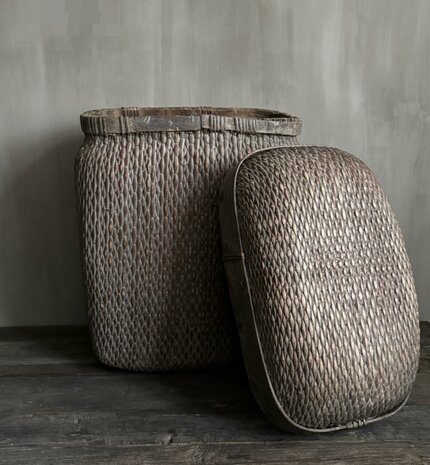 Chinese rieten mand met deksel XL C
