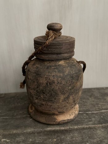 Nepalese kruik met deksel XS M7 (hoogte 17cm)