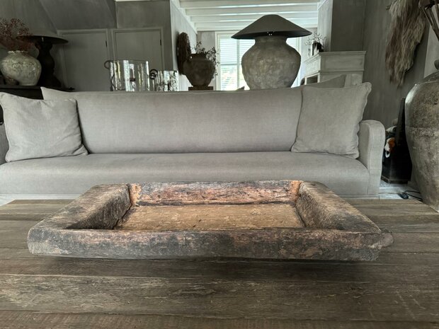 Houten bak met handvat / Houten schaal met handvat