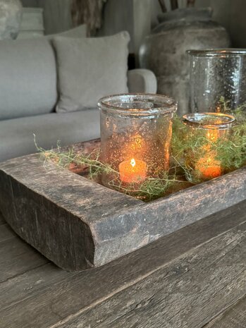 Houten bak met handvat / Houten schaal met handvat