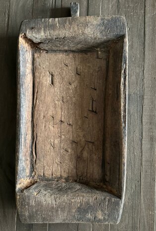Houten bak met handvat / Houten schaal met handvat