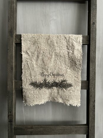 Shabby doek Merry Christmas besjes