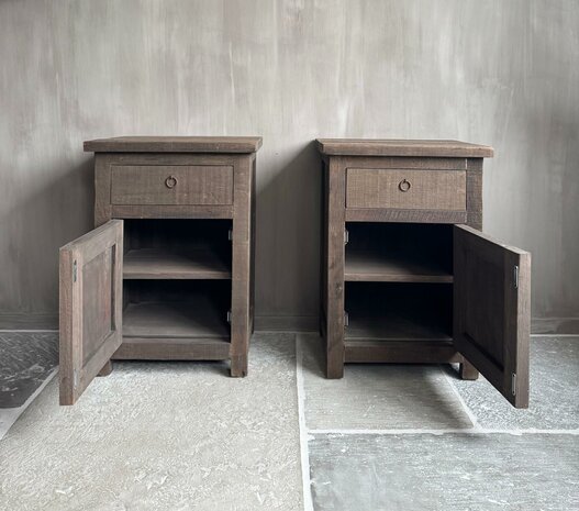 Nachtkastjes Driftwood met lade en deur A (set) 