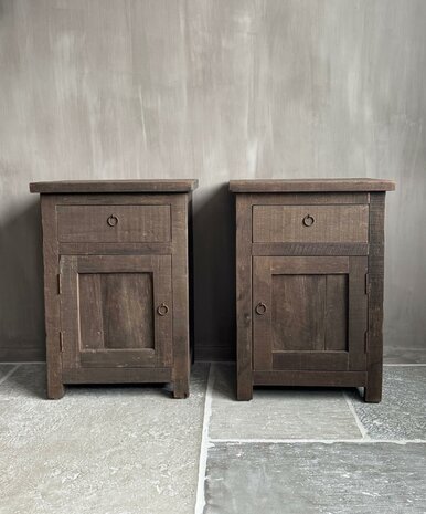 Nachtkastjes Driftwood met lade en deur A (set) 
