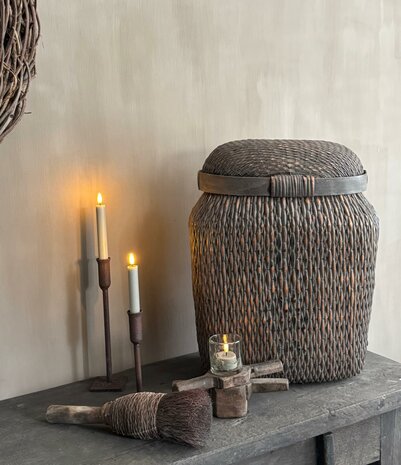 Chinese rieten mand met deksel XL B