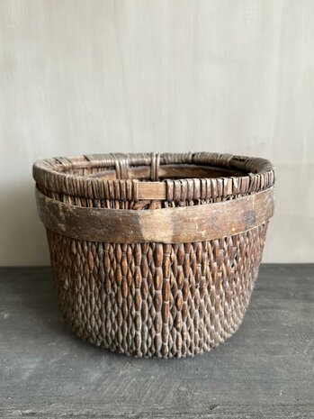 Uniek mandje met houten rand