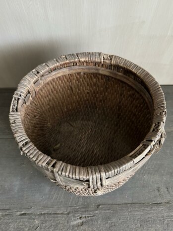 Uniek mandje met houten rand