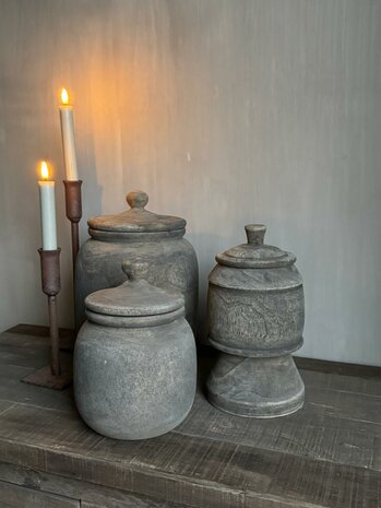 Houten pot met deksel Anwar Luksa