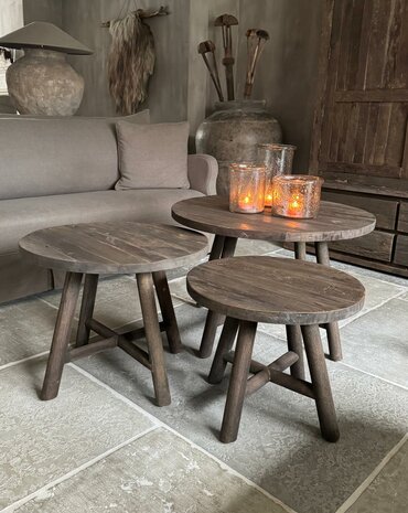 Salontafels rond Driftwood set van 3 (afhalen)