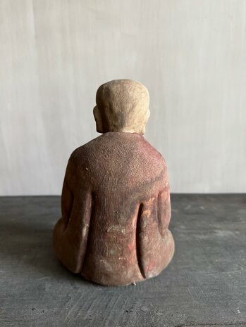 Antiek houten monnik beeldje Luksa