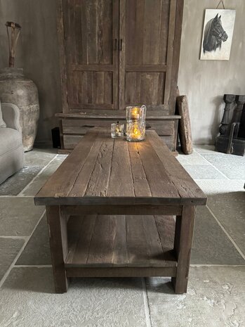 Salontafel Driftwood met onderblad 140x60cm (afhalen)