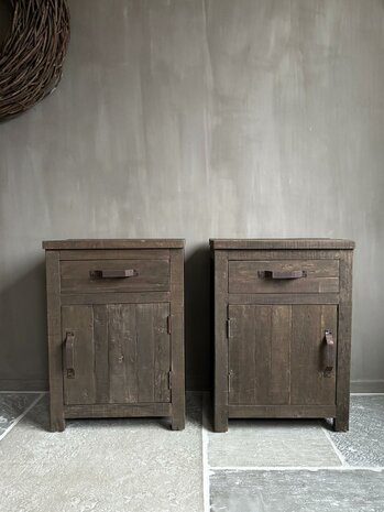Nachtkastjes Driftwood met lade en deur set A (afhalen)