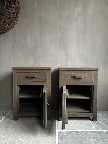 Nachtkastjes Driftwood met lade en deur set A (afhalen)