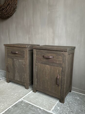 Nachtkastjes Driftwood met lade en deur set A (afhalen)