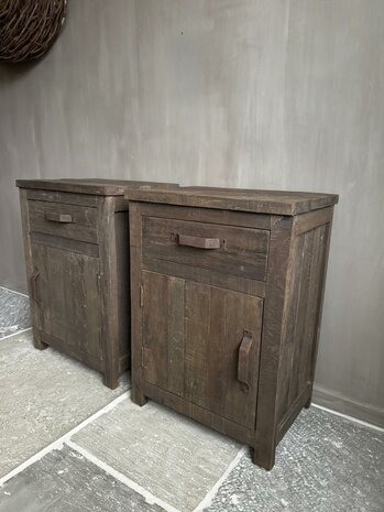 Nachtkastjes Driftwood met lade en deur set B (afhalen)