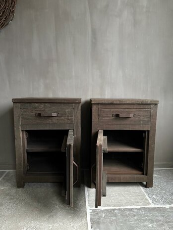 Nachtkastjes Driftwood met lade en deur set B (afhalen)