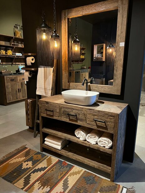 Badkamer meubel oud hout met lades (afhalen)