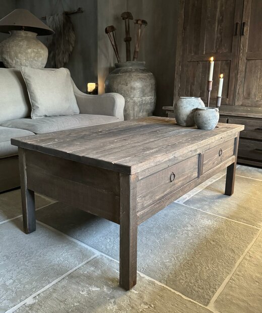 Salontafel Driftwood met 2 lades 130x75cm 