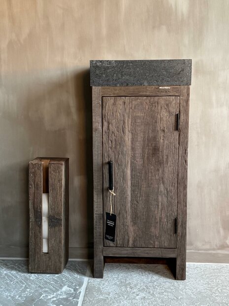 Toilet meubel oud hout inclusief granieten spoelbak 