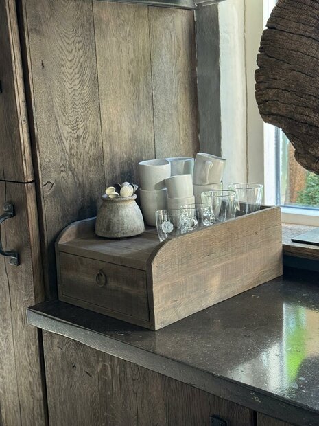 Gruttersbak| Display met lade- driftwood
