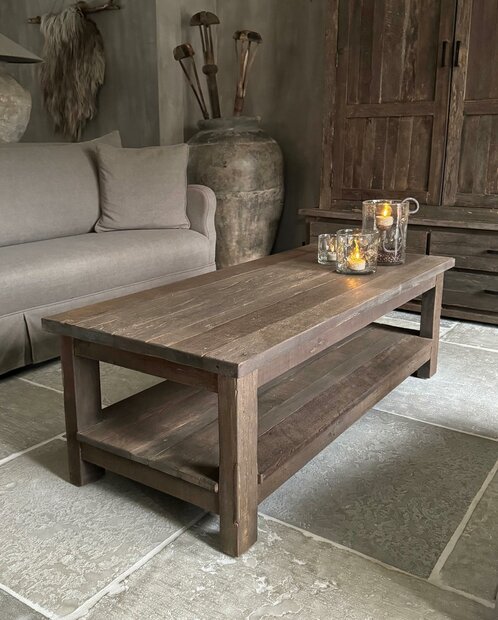 Salontafel Driftwood met onderblad 140x60cm 