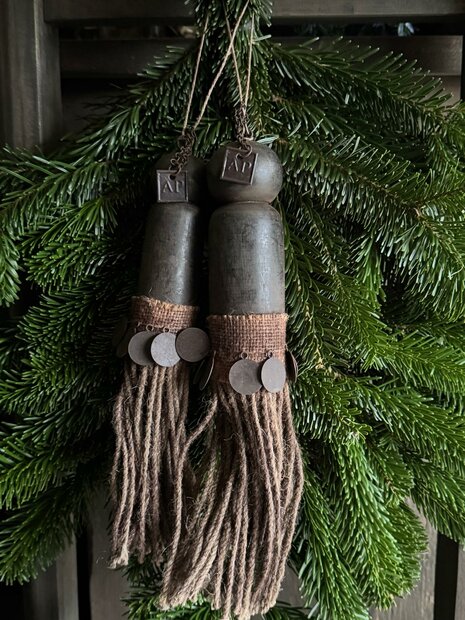 Houten klos met touw| ornament aan touw D Aura Peeperkorn (grootste)